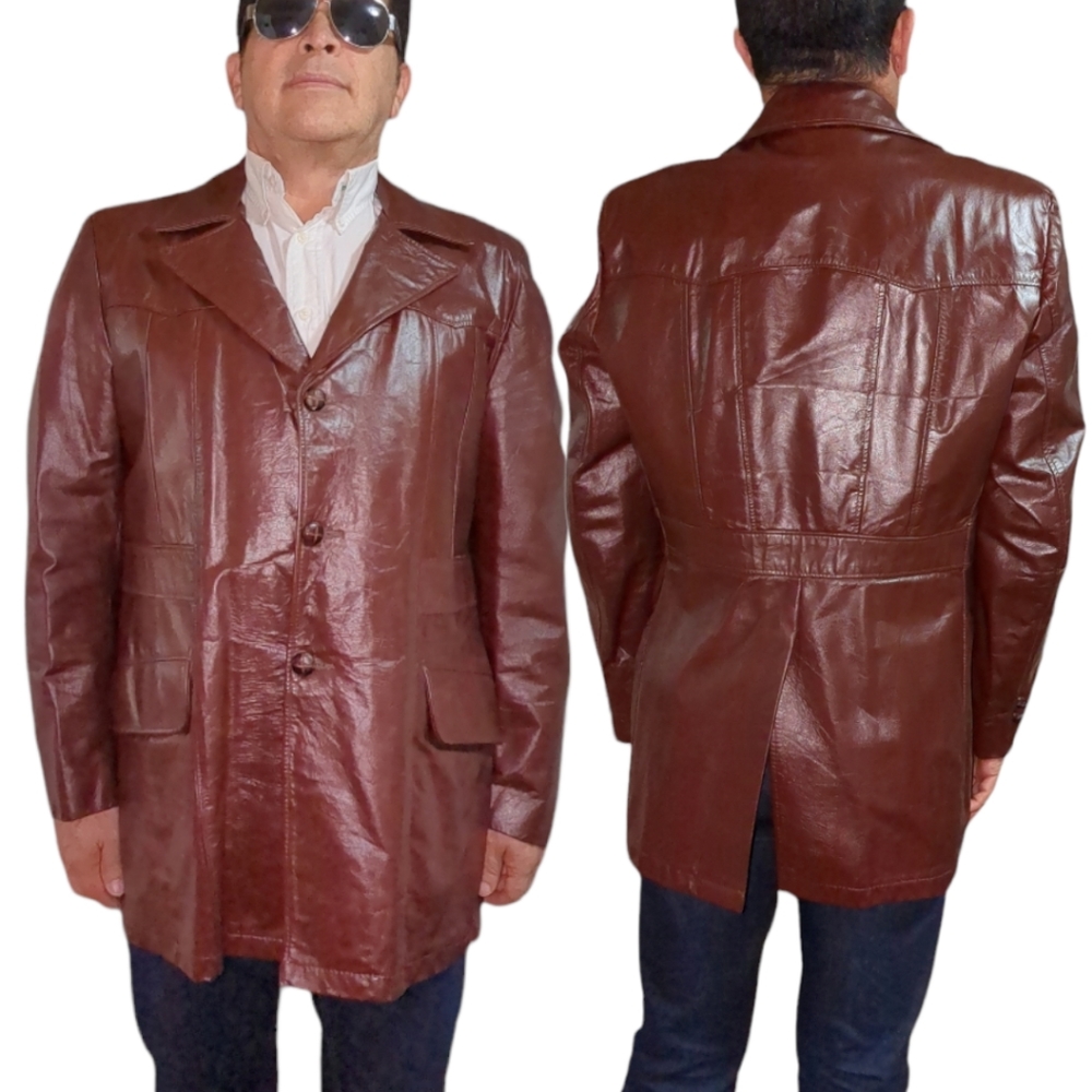 Men's Red Brown Burgundy Genuine Leather Made in Argentina  Size 44